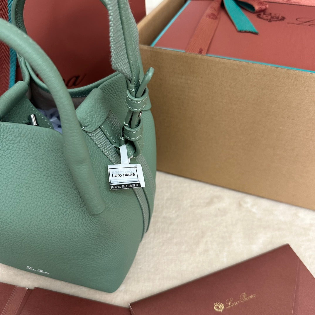 LORO PIANA MICRO BALE BAG IN SEA GREEN CALFSKIN