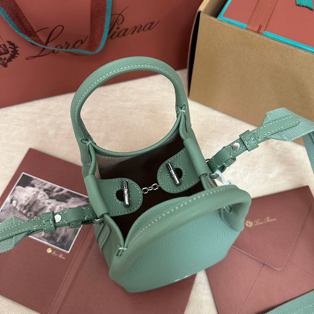 LORO PIANA MICRO BALE BAG IN SEA GREEN CALFSKIN