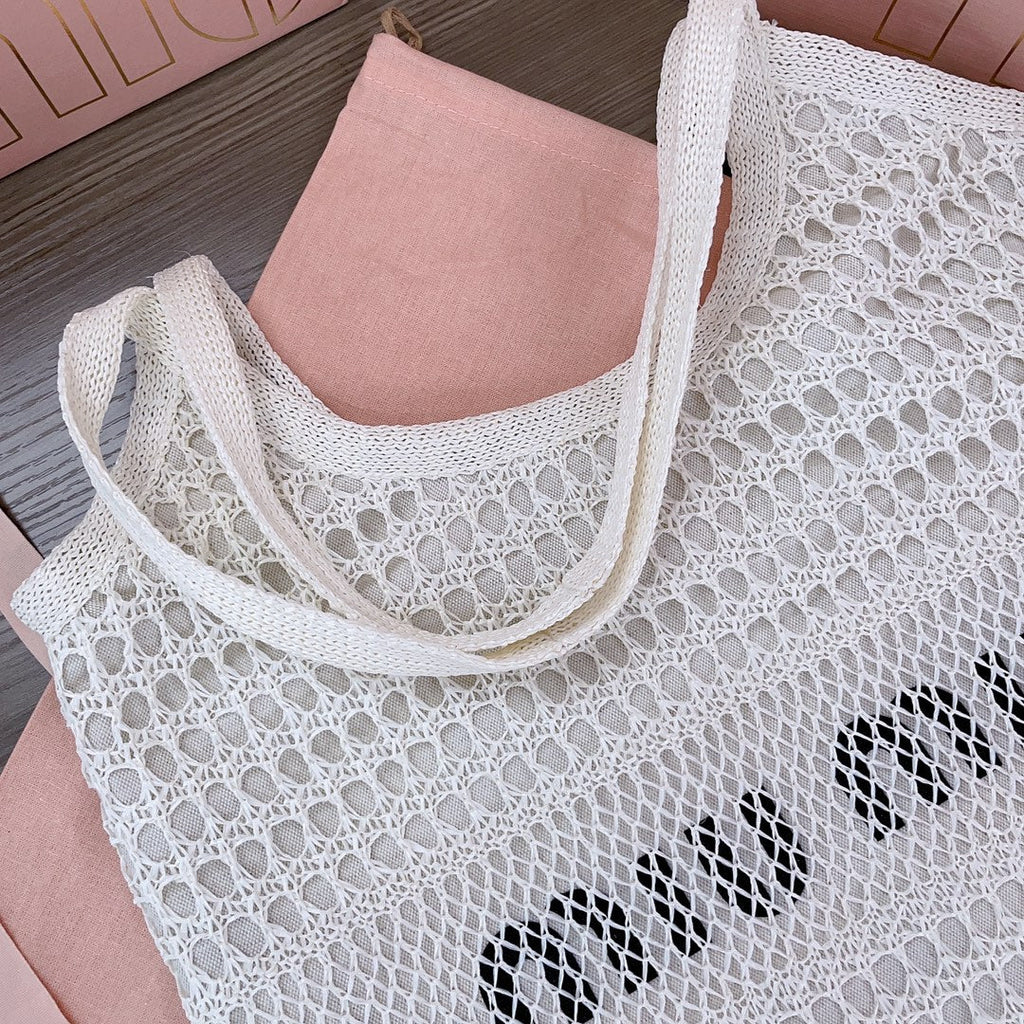 MIU MIU IVY TOTE BAG 40 IN WHITE MESH