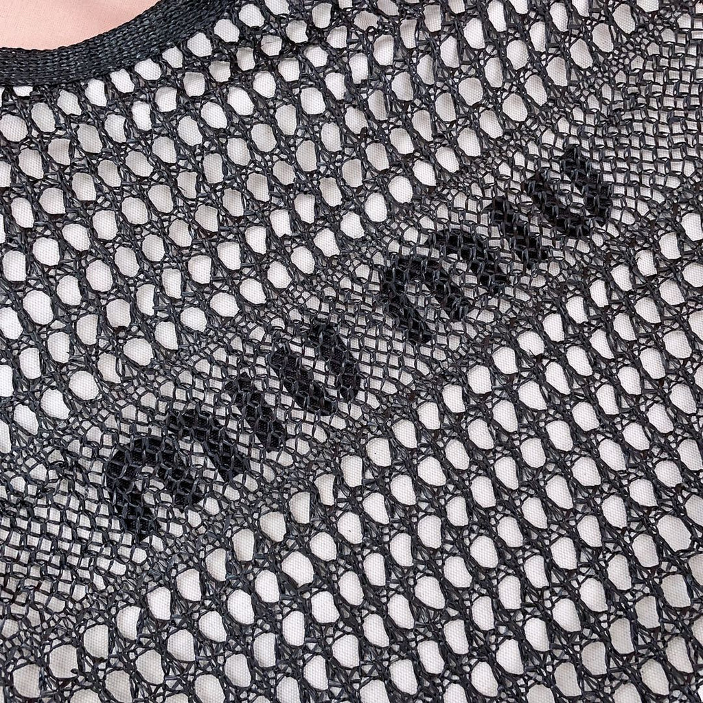 MIU MIU IVY TOTE BAG 40 IN BLACK MIX WHITE MESH