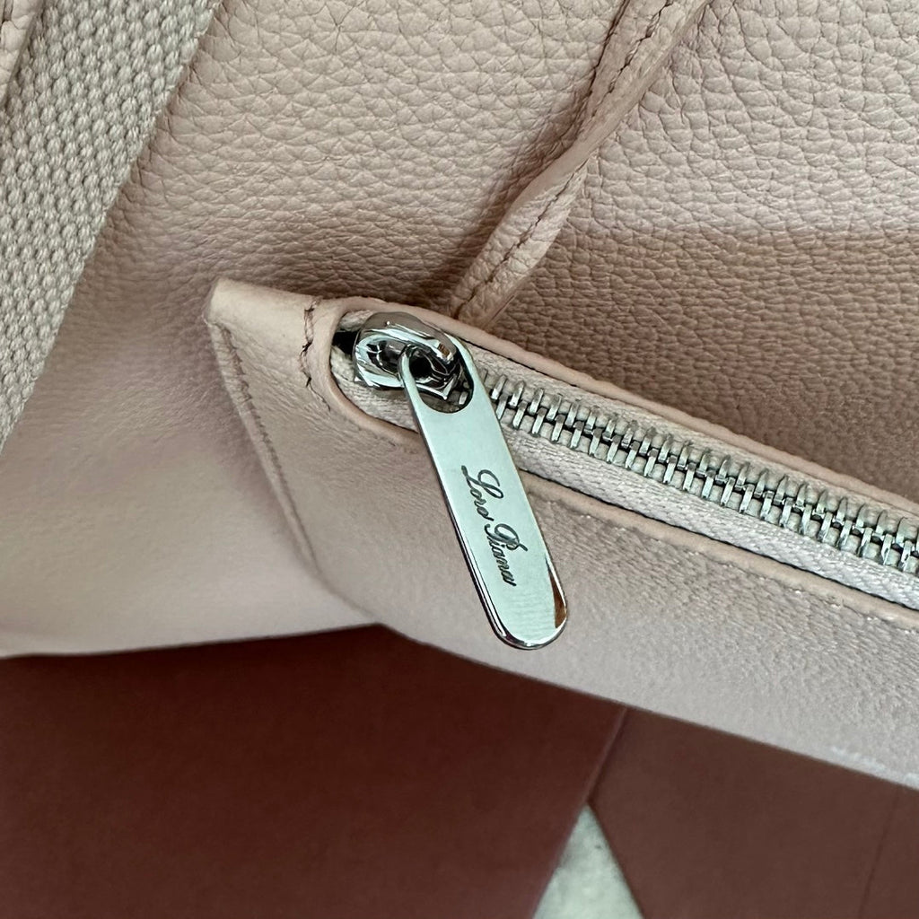 LORO PIANA MEDIUM 36 BAG IN PALE PINK CALFSKIN WITH SILVER HARDWARE