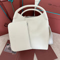 LORO PIANA MEDIUM 36 BAG IN WHITE CALFSKIN WITH SILVER HARDWARE