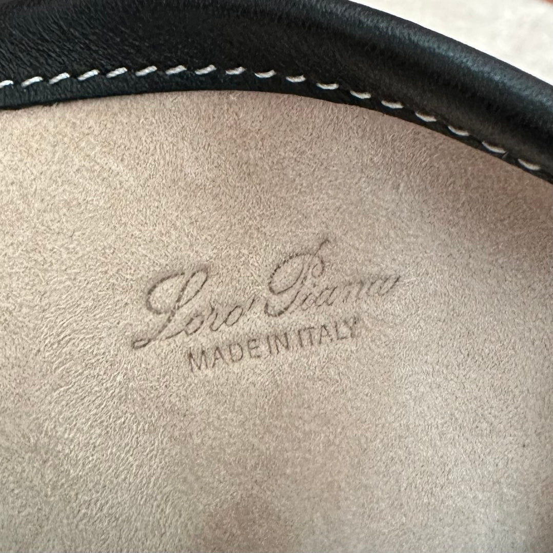 LORO PIANA SMALL 21 BALE BAG IN FULL BLACK GRAINED CALFSKIN WITH GOLD HARDWARE