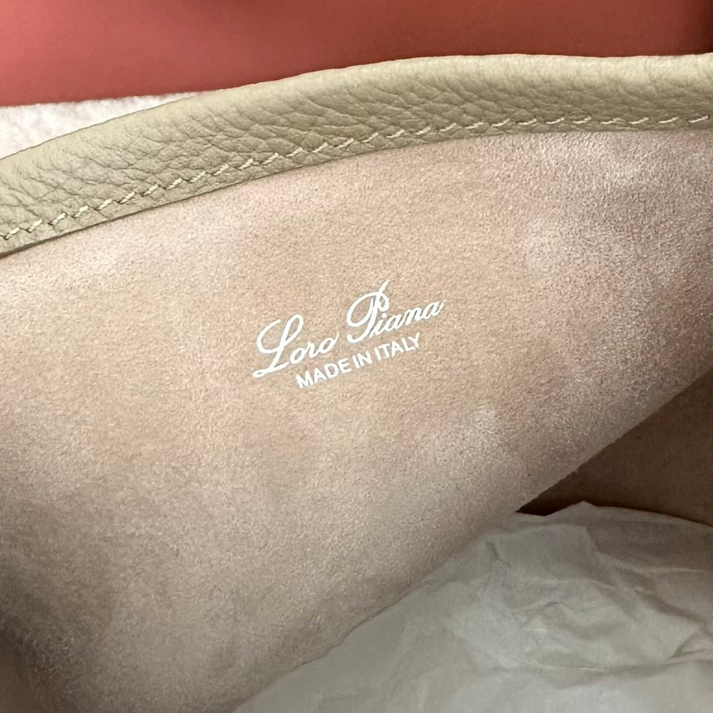 LORO PIANA SMALL 21 BALE BAG IN KHAKI BROWN GRAINED CALFSKIN