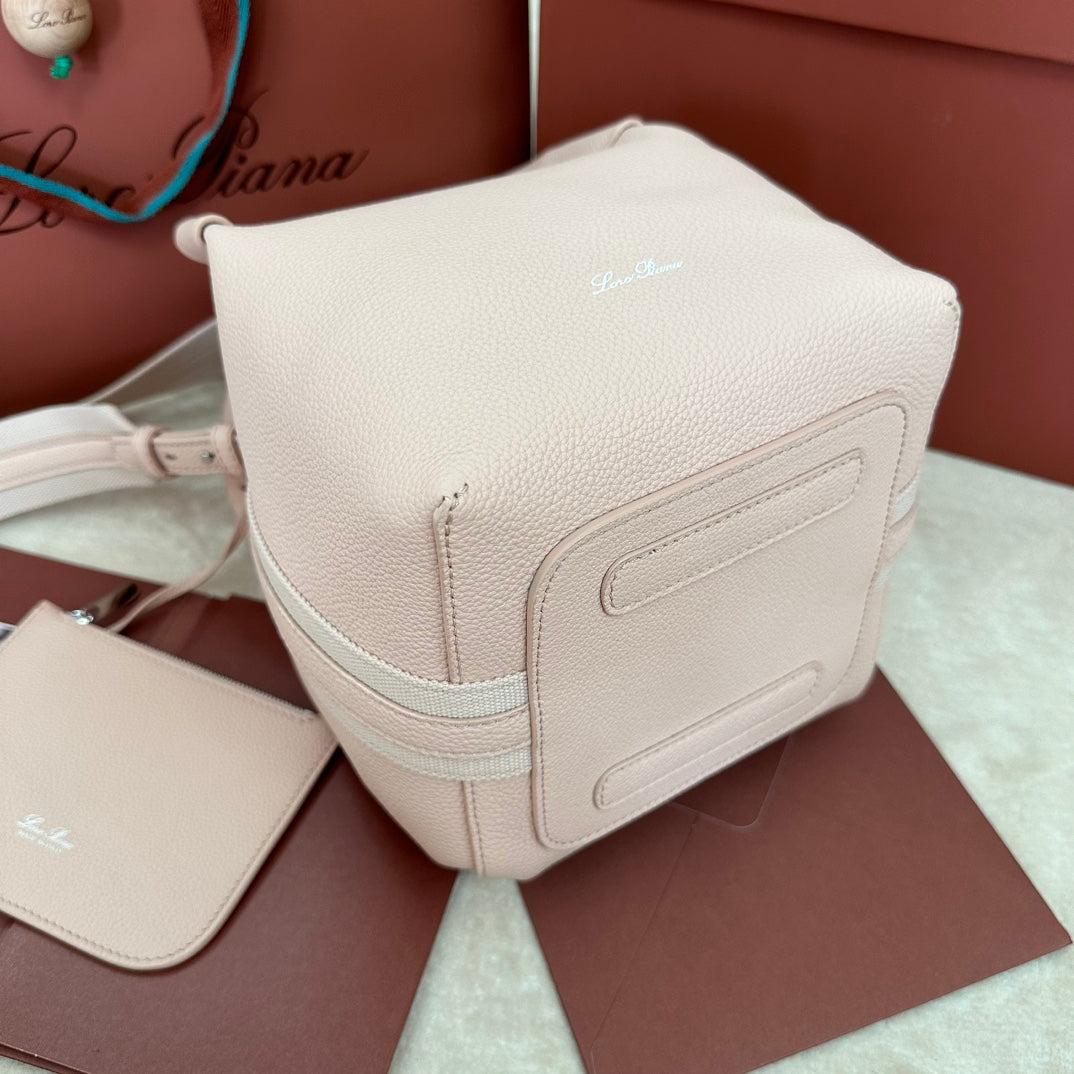 LORO PIANA SMALL 21 BALE BAG IN LIGHT PINK GRAINED CALFSKIN