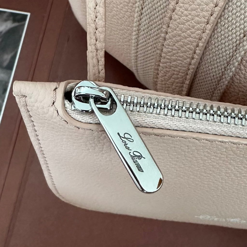 LORO PIANA SMALL 21 BALE BAG IN LIGHT PINK GRAINED CALFSKIN
