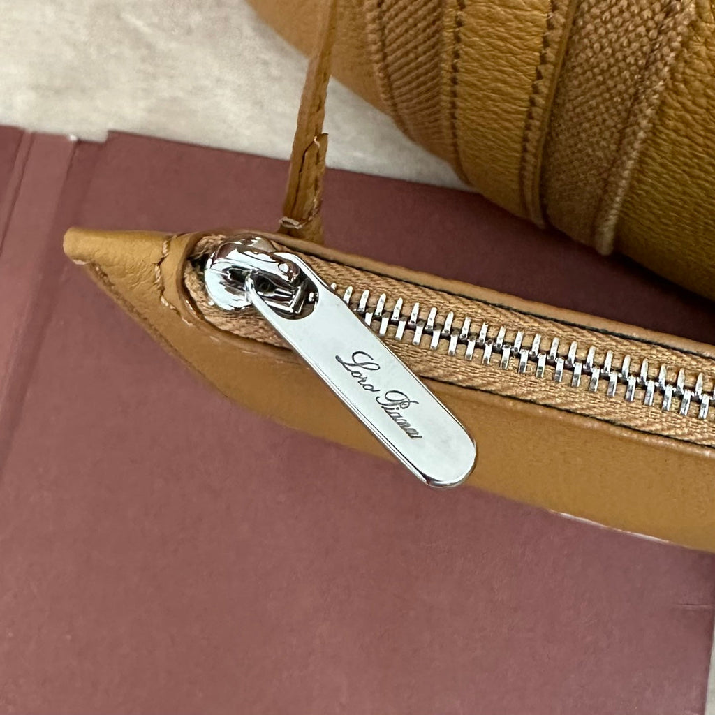 LORO PIANA SMALL 21 BALE BAG IN MUSTARD YELLOW GRAINED CALFSKIN