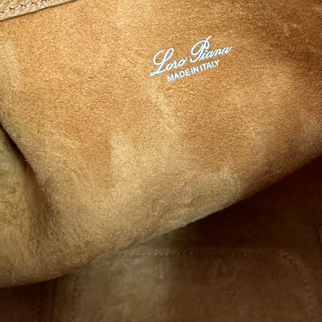 LORO PIANA SMALL 21 BALE BAG IN MUSTARD YELLOW GRAINED CALFSKIN