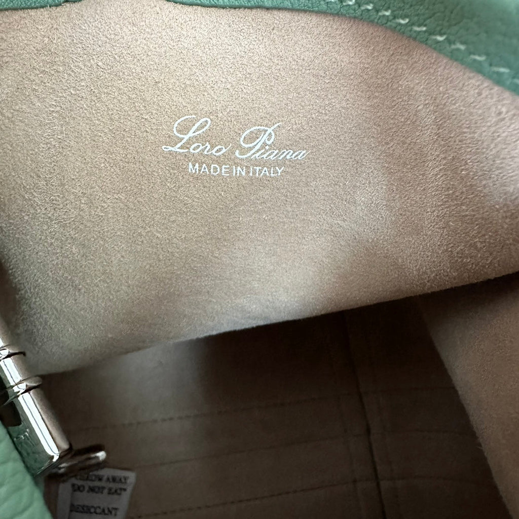 LORO PIANA SMALL 21 BALE BAG IN GREEN MINT GRAINED CALFSKIN