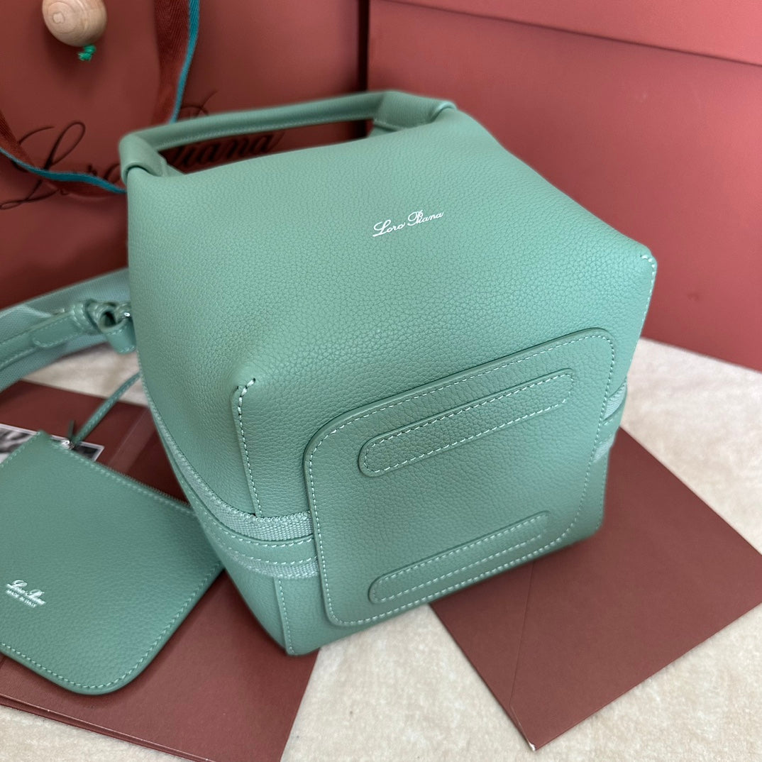 LORO PIANA SMALL 21 BALE BAG IN GREEN MINT GRAINED CALFSKIN