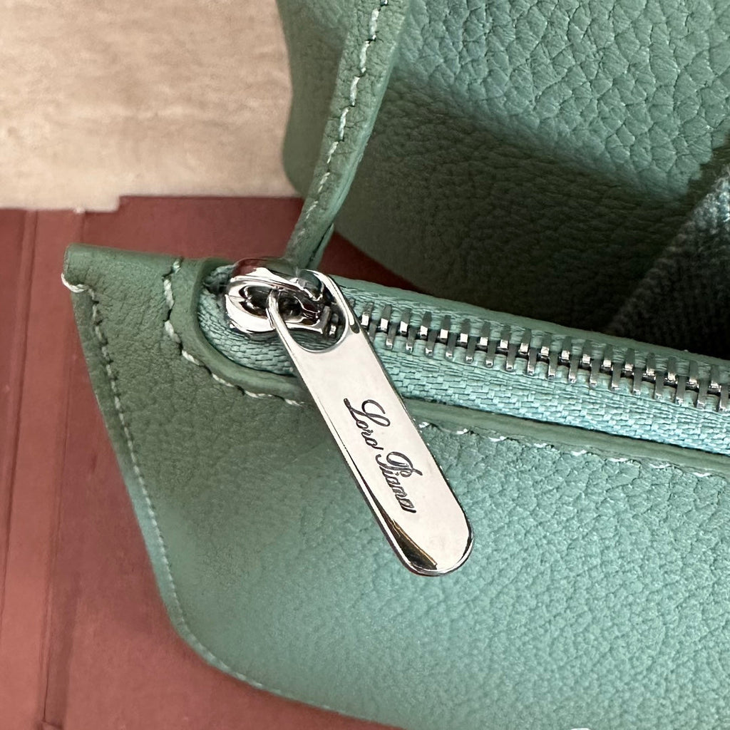 LORO PIANA SMALL 21 BALE BAG IN GREEN MINT GRAINED CALFSKIN