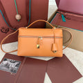LORO PIANA EXTRA BAG L27 IN NEON ORANGE SMOOTH CALFSKIN WITH GOLD HARDWARE