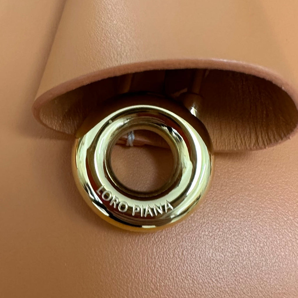 LORO PIANA EXTRA BAG L27 IN NEON ORANGE SMOOTH CALFSKIN WITH GOLD HARDWARE
