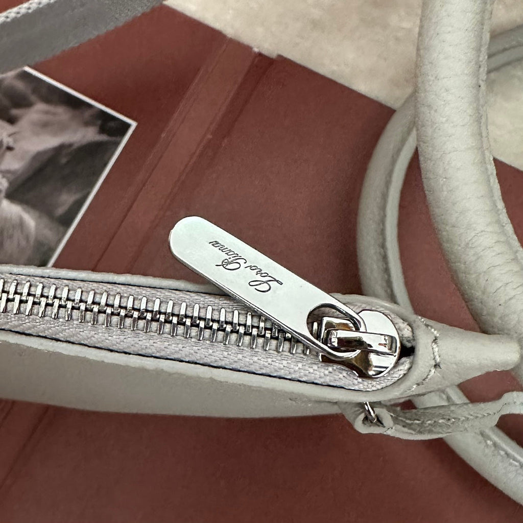 LORO PIANA SMALL 21 BALE BAG IN PALE GRAY GRAINED CALFSKIN