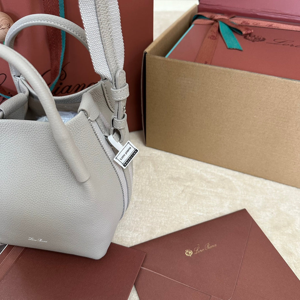 LORO PIANA MICRO BALE BAG IN PALE GRAY CALFSKIN