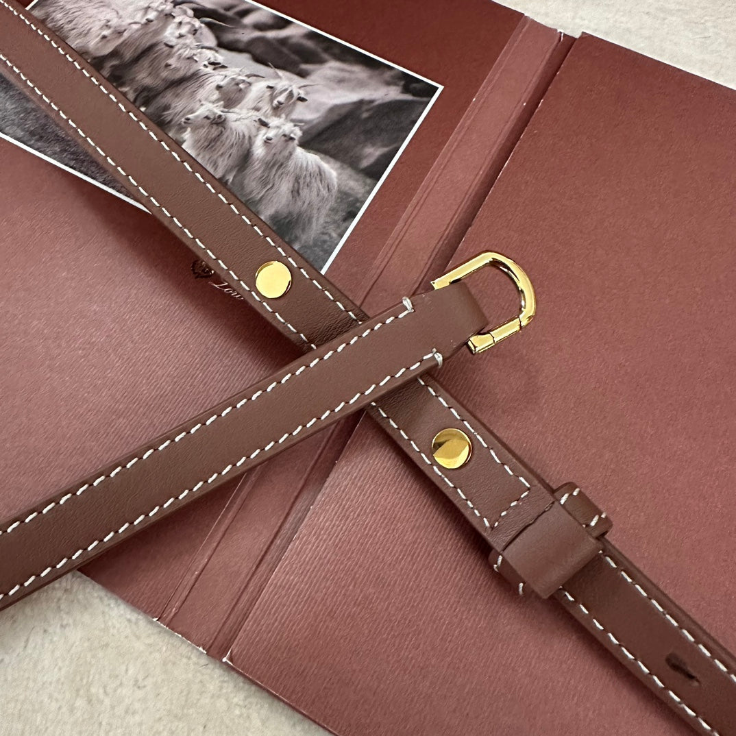 LORO PIANA EXTRA POCKET L19 IN WHITE CANVAS AND CHESTNUT BROWN CALFSKIN WITH GOLD HARDWARE