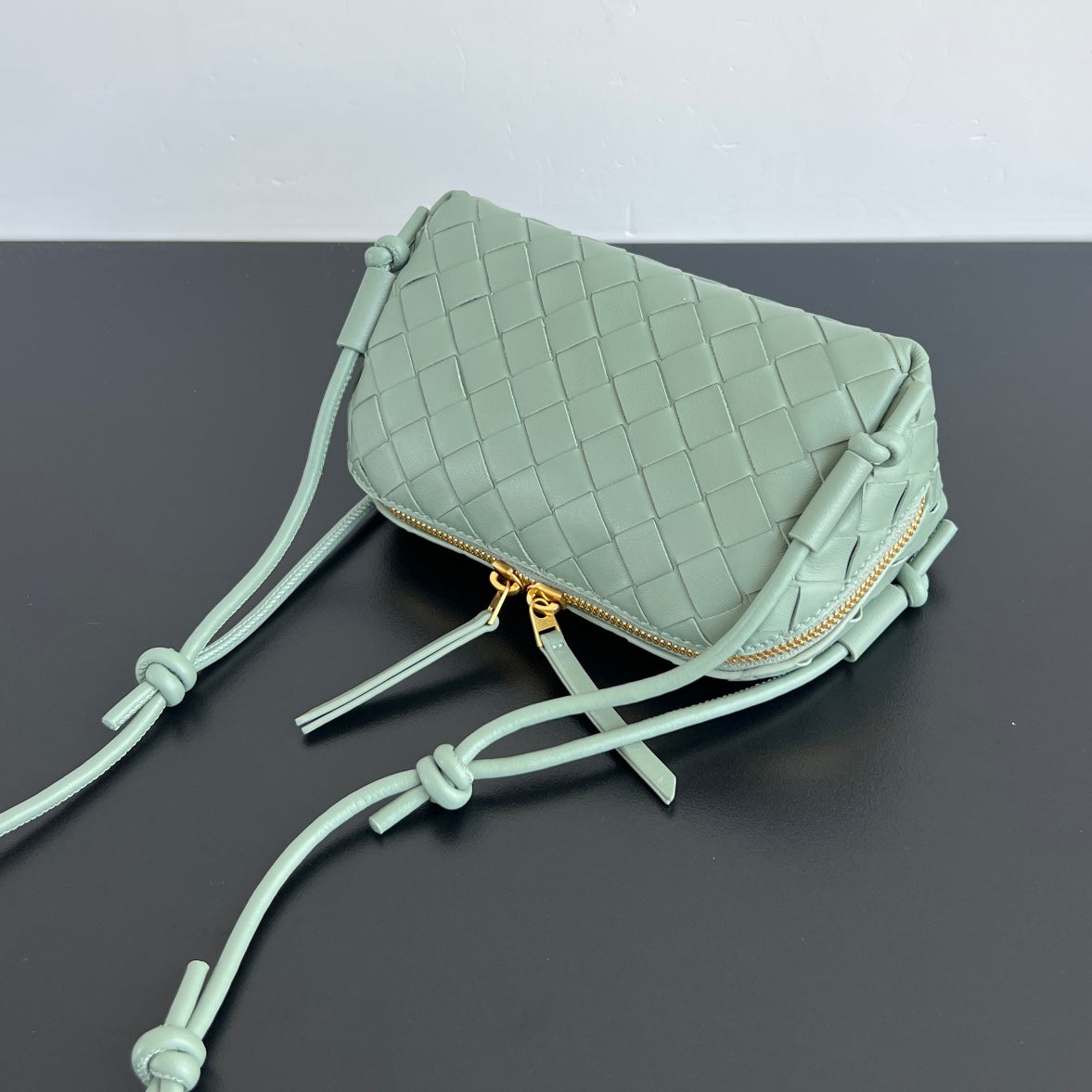 BOTTEGA VENETA CONCERT POUCH 18 IN OPAL LAMBSKIN