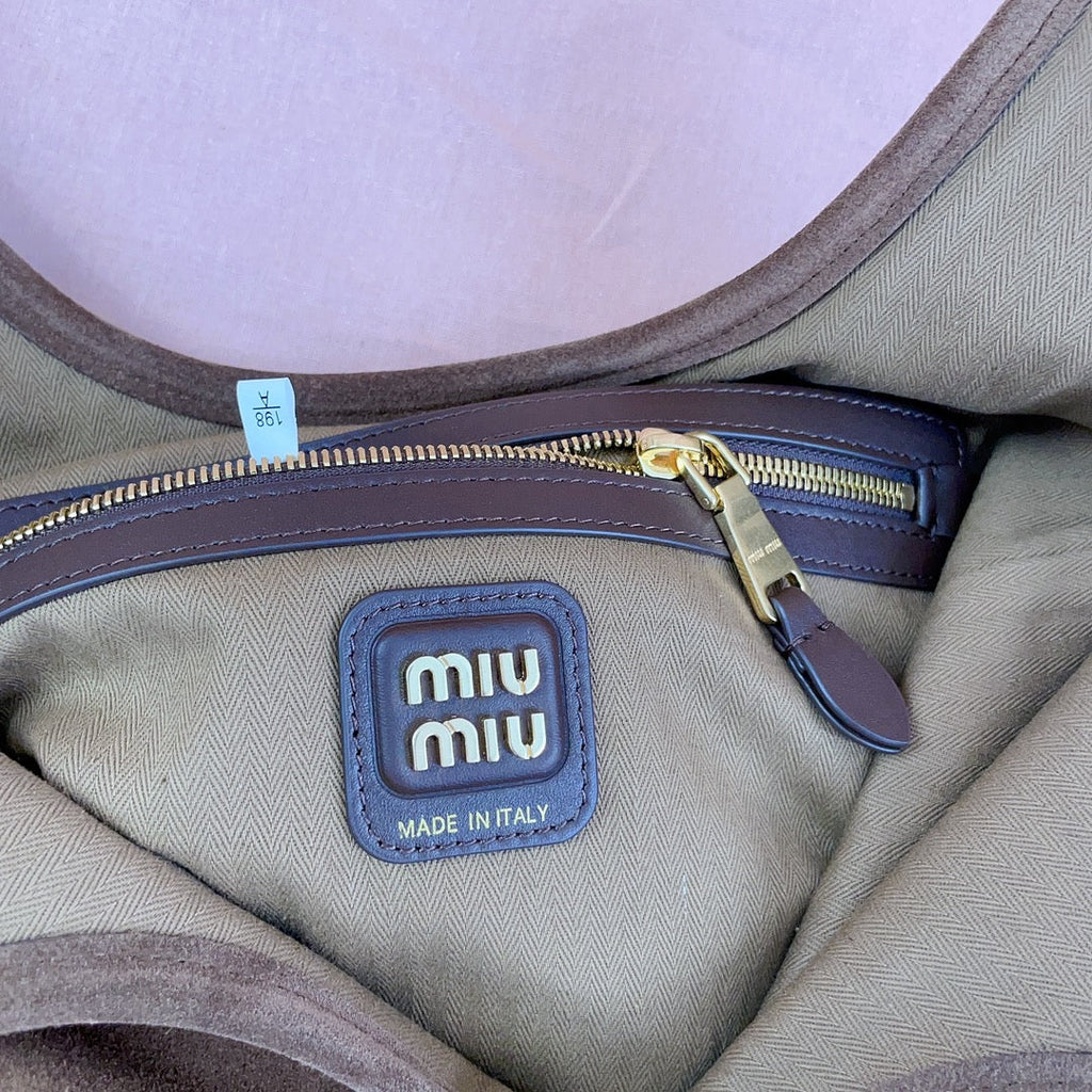 MIU MIU IVY TOTE BAG 40 IN BROWN SUEDE
