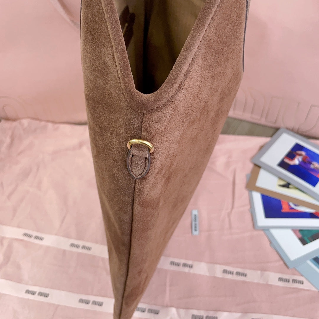 MIU MIU IVY TOTE BAG 40 IN BROWN SUEDE