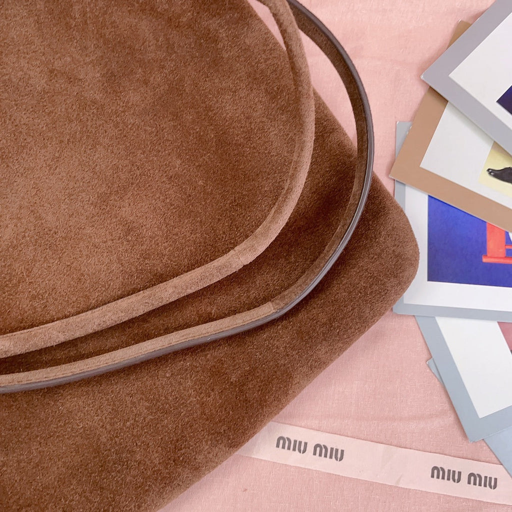 MIU MIU IVY TOTE BAG 40 IN BROWN SUEDE