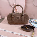 MIU MIU ARCADIE BAG 22 IN CEDAR BROWN SUEDE GOLD HARDWARE