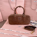 MIU MIU ARCADIE BAG 27 IN PENNY BROWN SUEDE GOLD HARDWARE