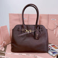 MIU MIU AVENTURE NAPPA BAG 40 IN CHESTNUT LAMBSKIN GOLD HARDWARE