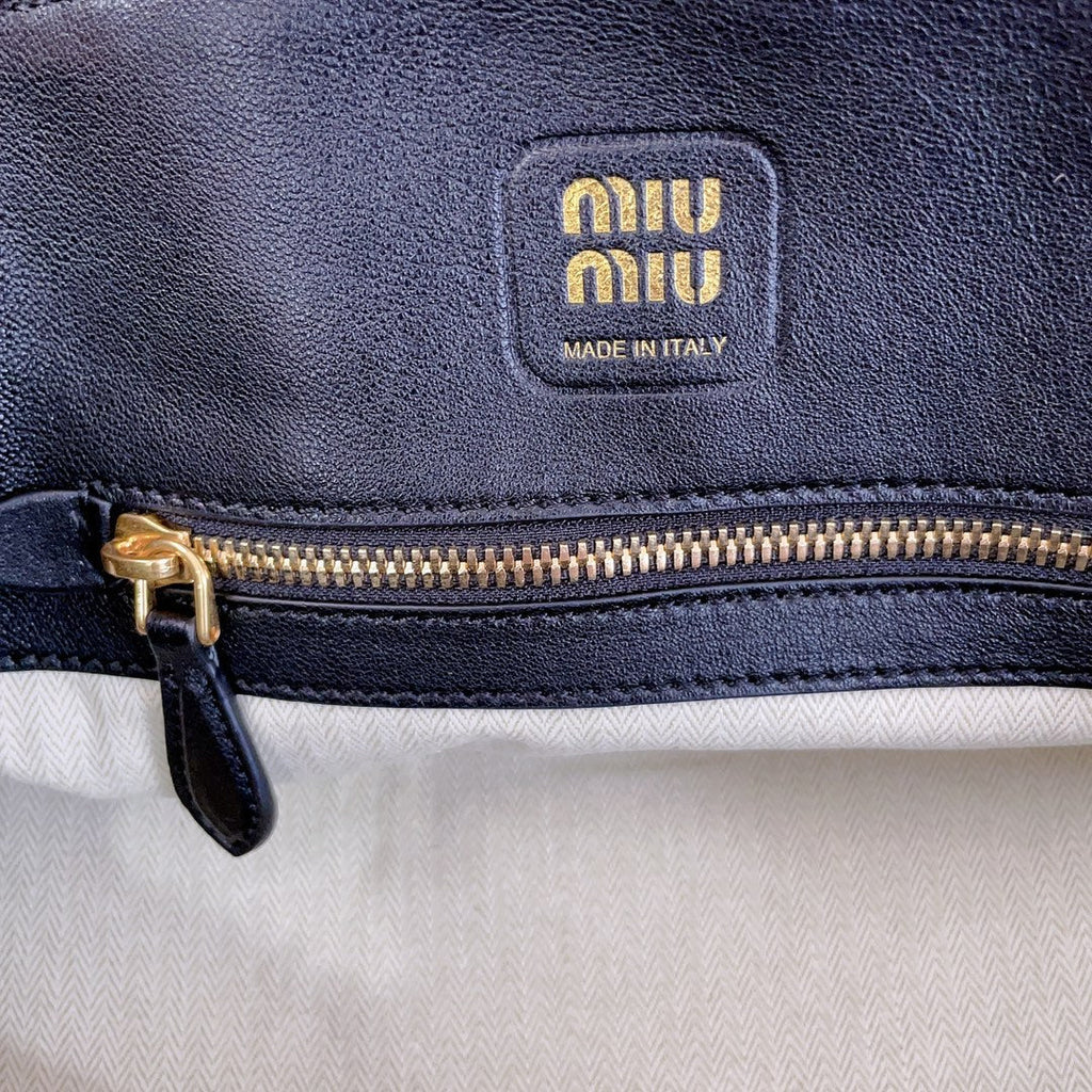MIU MIU AVENTURE NAPPA BAG 33 IN BLACK LAMBSKIN GOLD HARDWARE