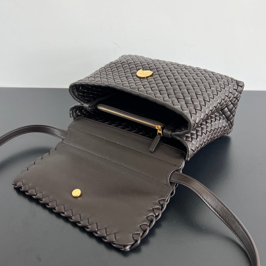BOTTEGA VENETA PATTI SHOULDER BAG 26 IN CHOCOLATE LAMBSKIN