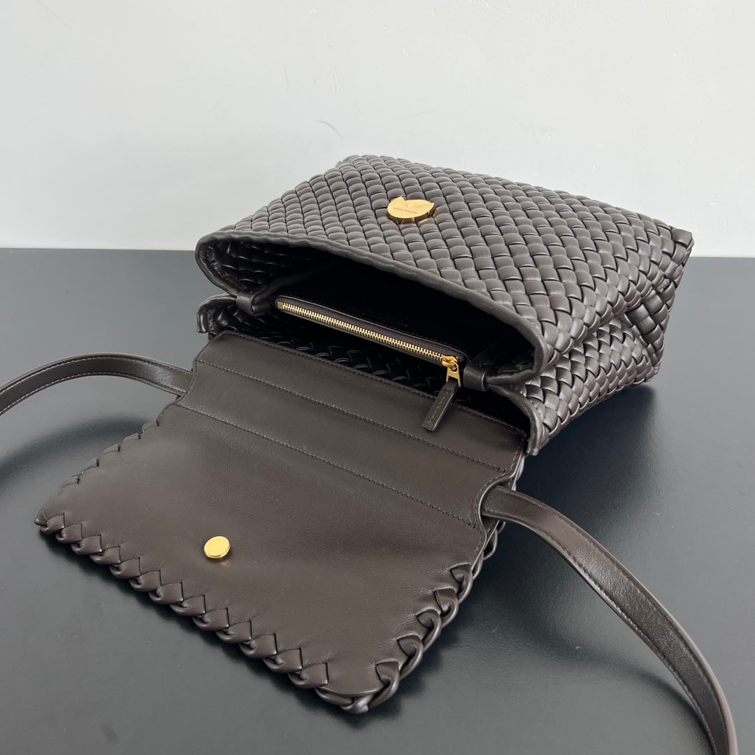 BOTTEGA VENETA PATTI SHOULDER BAG 26 IN CHOCOLATE LAMBSKIN