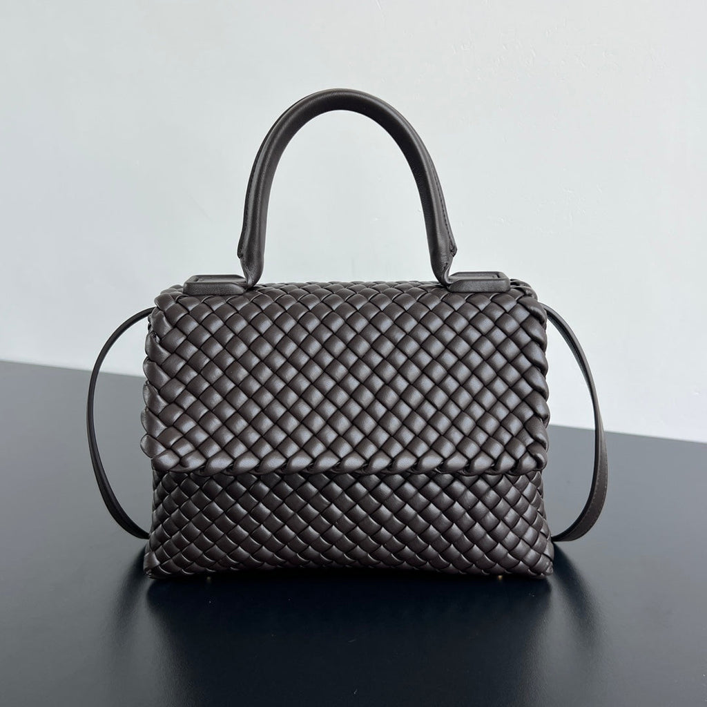 BOTTEGA VENETA PATTI SHOULDER BAG 26 IN CHOCOLATE LAMBSKIN