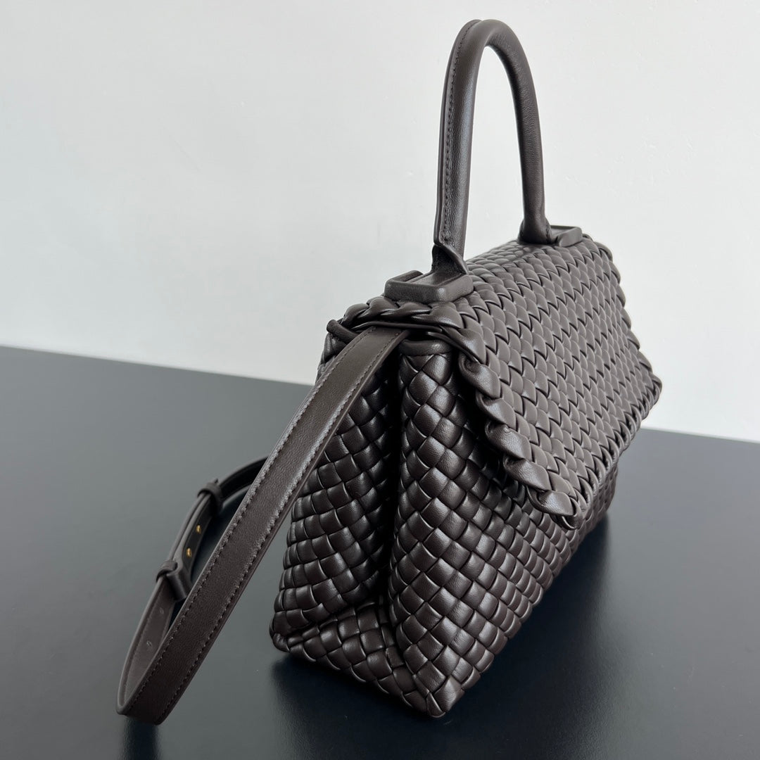 BOTTEGA VENETA PATTI SHOULDER BAG 26 IN CHOCOLATE LAMBSKIN