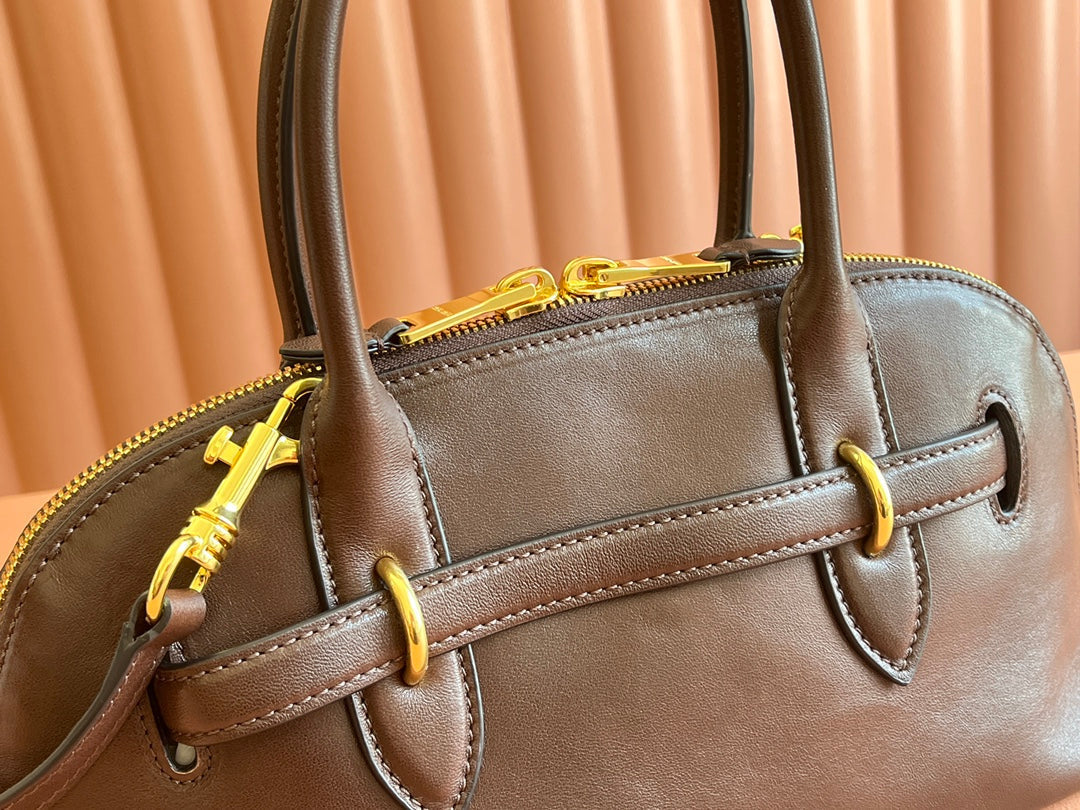 MIU MIU AVENTURE NAPPA BAG 33 IN CEDAR BROWN LAMBSKIN GOLD HARDWARE