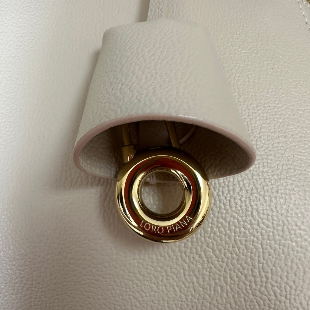 LORO PIANA EXTRA BAG L27 IN LIGHT PINK SMOOTH CALFSKIN WITH GOLD HARDWARE
