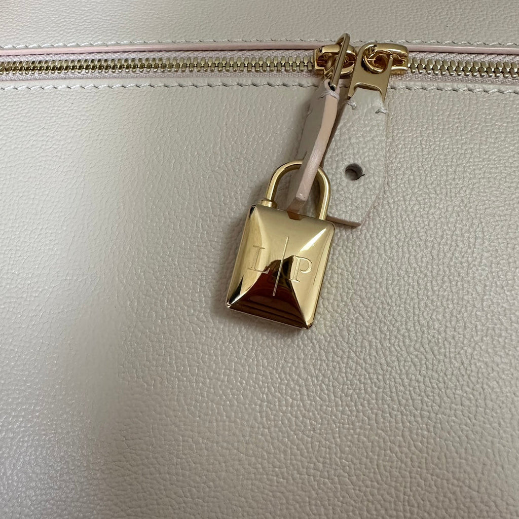 LORO PIANA EXTRA BAG L27 IN LIGHT PINK SMOOTH CALFSKIN WITH GOLD HARDWARE