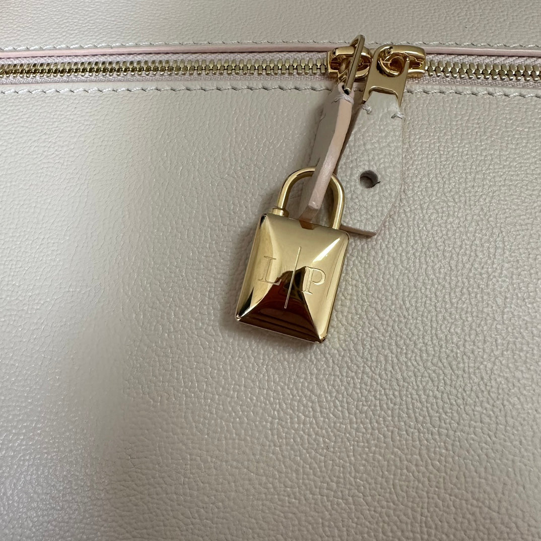 LORO PIANA EXTRA BAG L27 IN LIGHT PINK SMOOTH CALFSKIN WITH GOLD HARDWARE