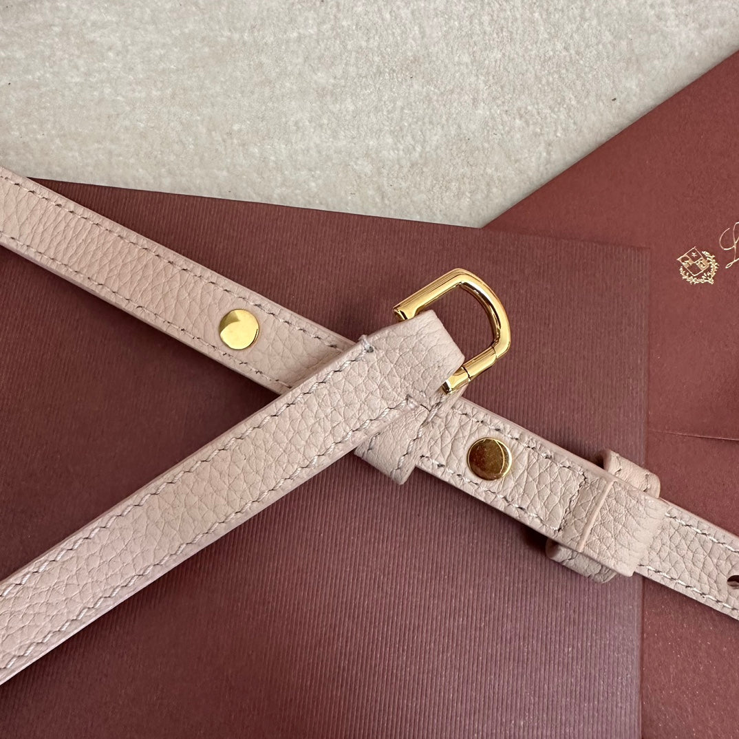 LORO PIANA EXTRA POCKET L19 IN LIGHT PINK CALFSKIN WITH GOLD HARDWARE