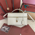 LORO PIANA EXTRA BAG L27 IN WHITE SMOOTH CALFSKIN WITH GOLD HARDWARE