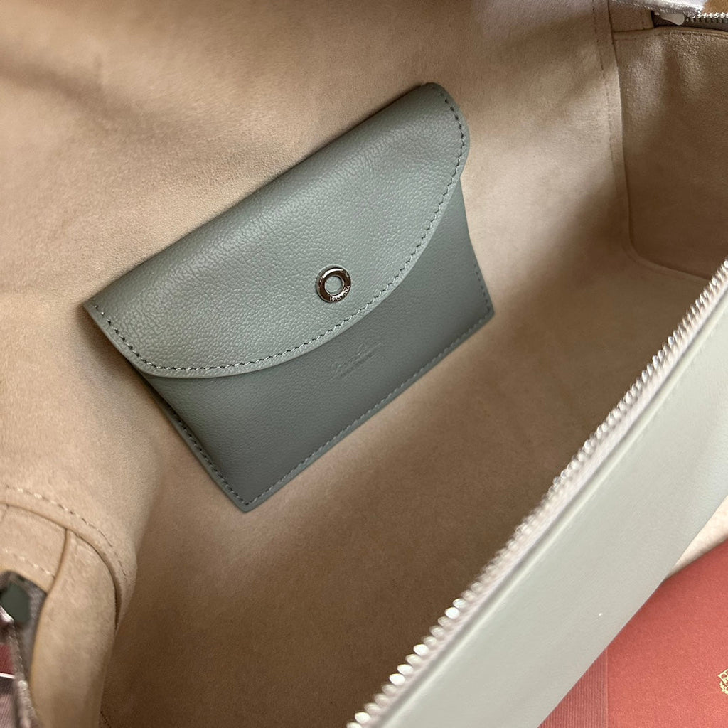 LORO PIANA EXTRA BAG L27 IN POWDER BLUE SMOOTH CALFSKIN