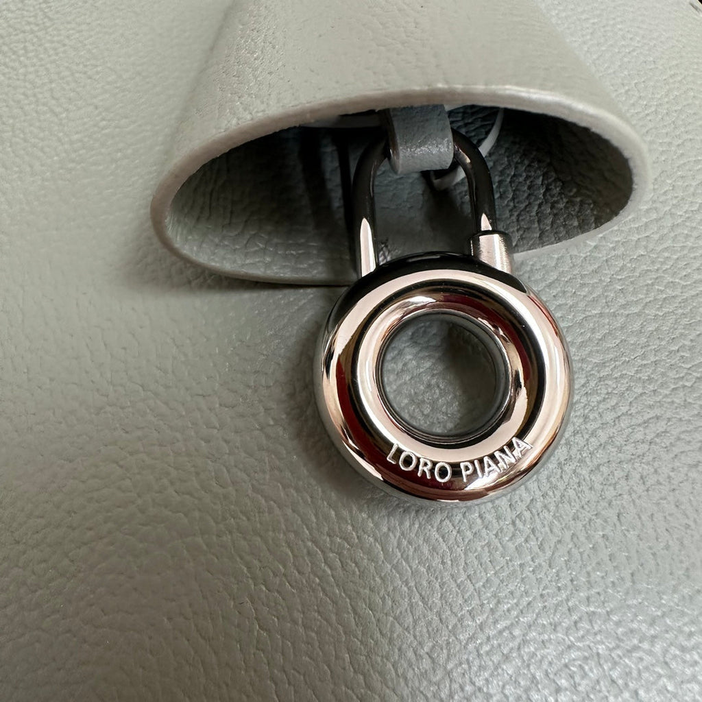 LORO PIANA EXTRA BAG L27 IN POWDER BLUE SMOOTH CALFSKIN