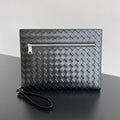 BOTTEGA VENETA INTRECCIATO CLUTCH 32 IN BLACK SOFT CALFSKIN