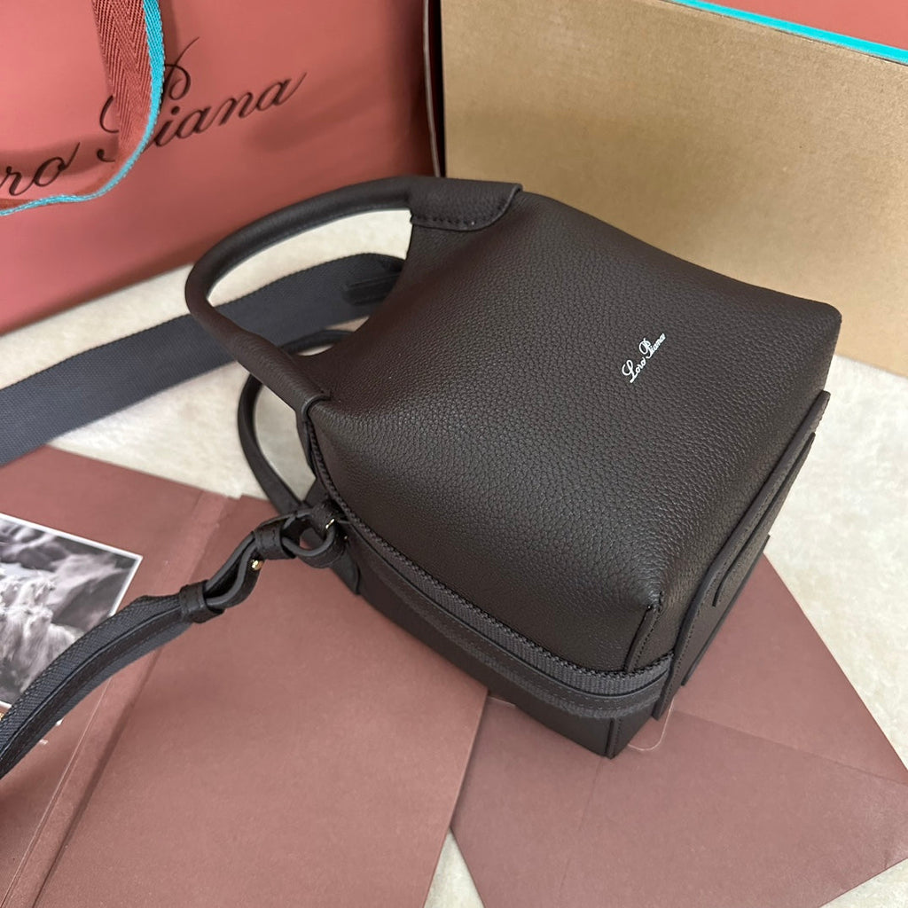 LORO PIANA MICRO BALE BAG IN CHOCOLATE BROWN CALFSKIN