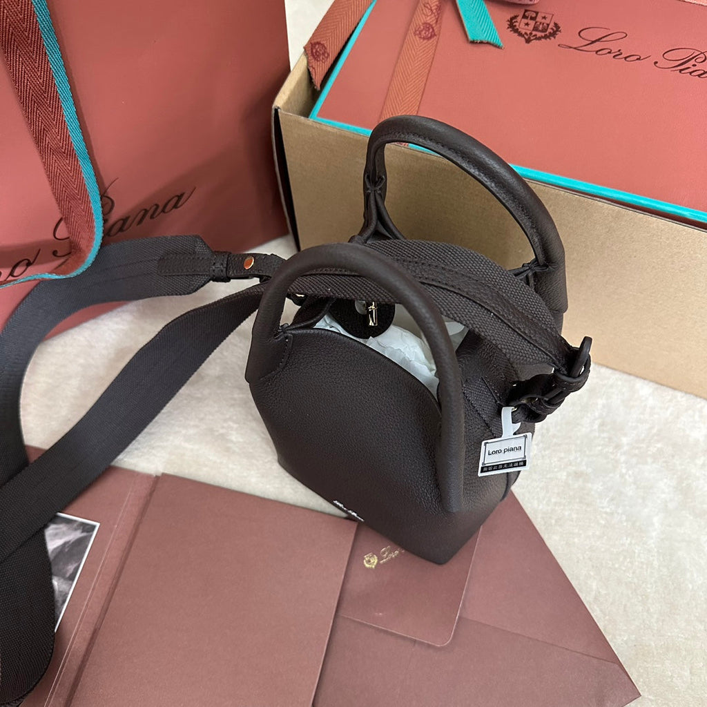 LORO PIANA MICRO BALE BAG IN CHOCOLATE BROWN CALFSKIN