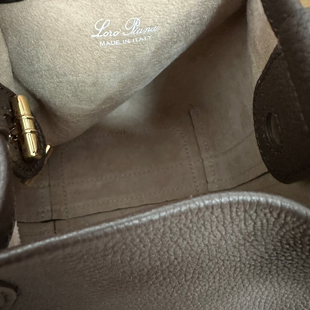 LORO PIANA MICRO BALE BAG IN CHOCOLATE BROWN CALFSKIN