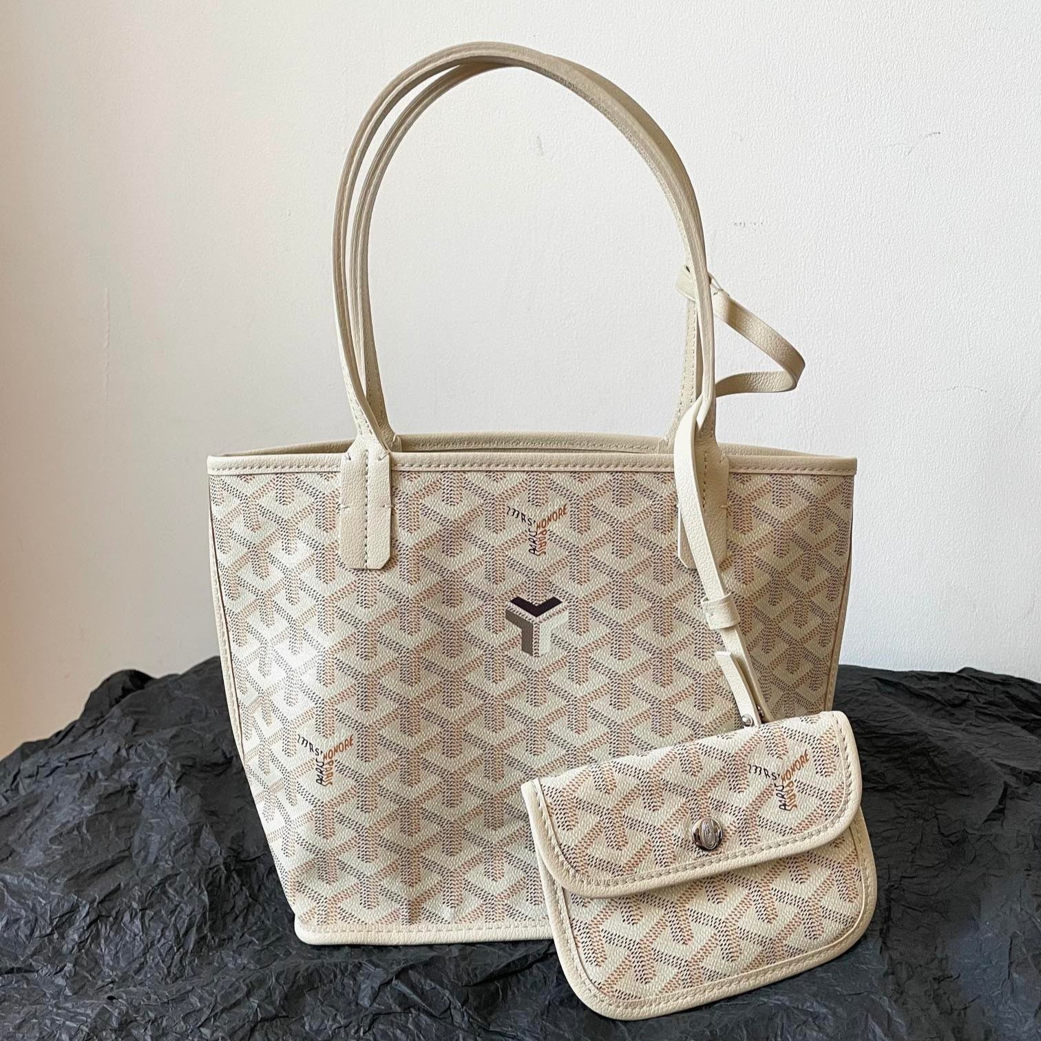 GOYARD ANJOU MINI BAG 20 IN BEIGE GOYARDINE CANVAS AND CALFSKIN