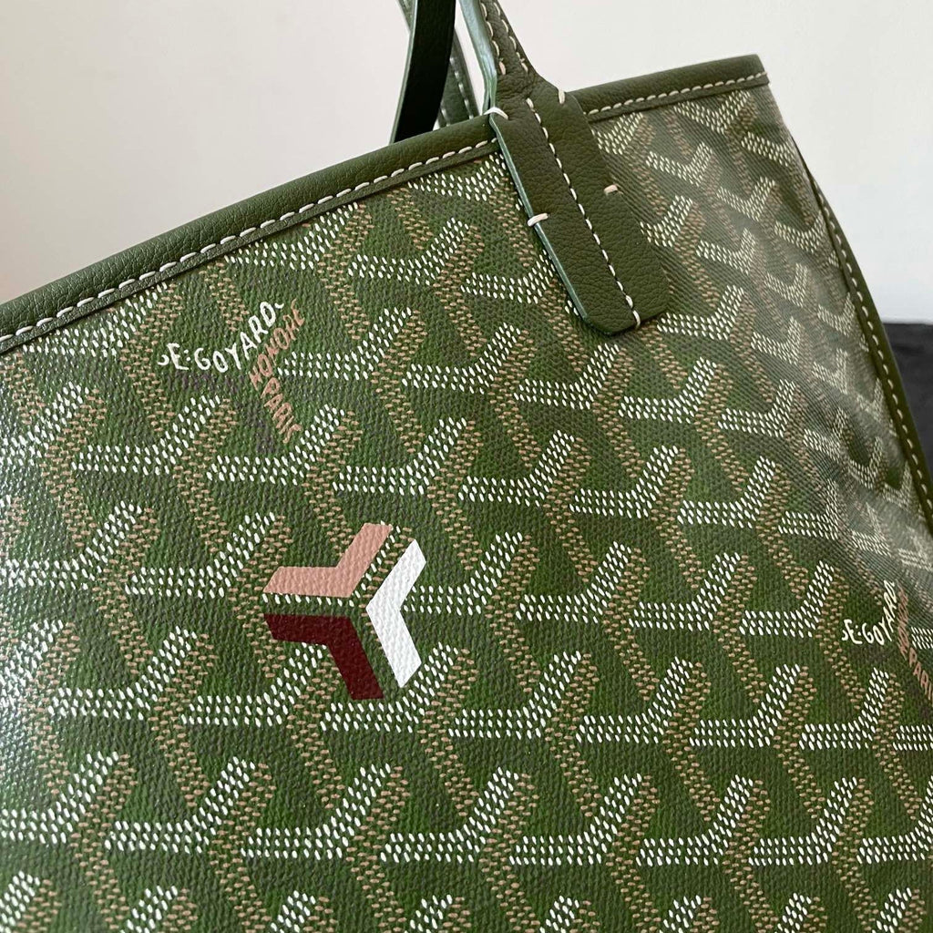 GOYARD ANJOU MINI BAG 20 IN WOODLAND GREEN GOYARDINE CANVAS AND CALFSKIN
