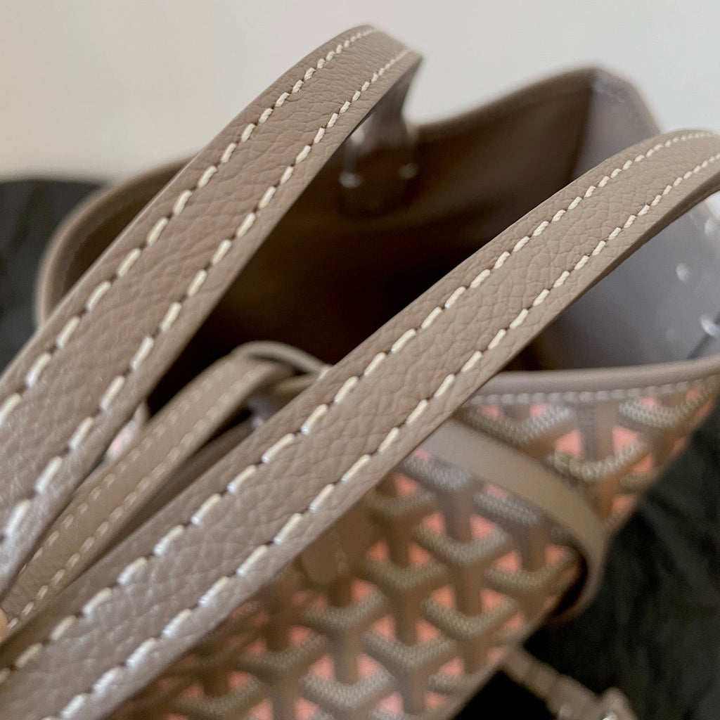 GOYARD ANJOU MINI BAG 20 IN GREY MIX PINK GOYARDINE CANVAS AND CALFSKIN