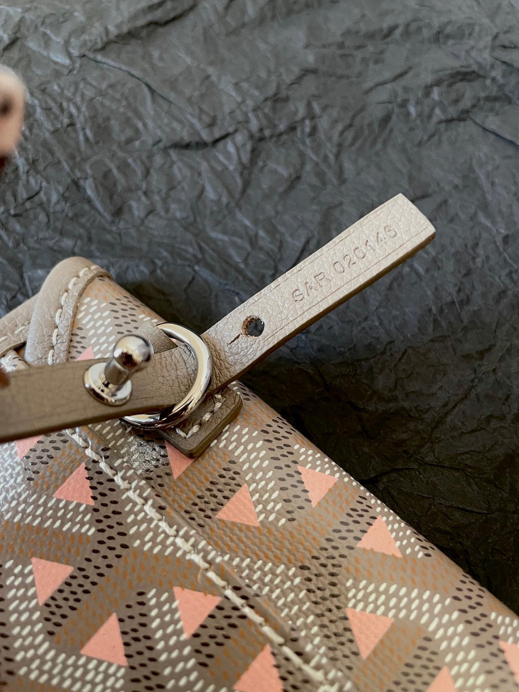 GOYARD ANJOU MINI BAG 20 IN GREY MIX PINK GOYARDINE CANVAS AND CALFSKIN