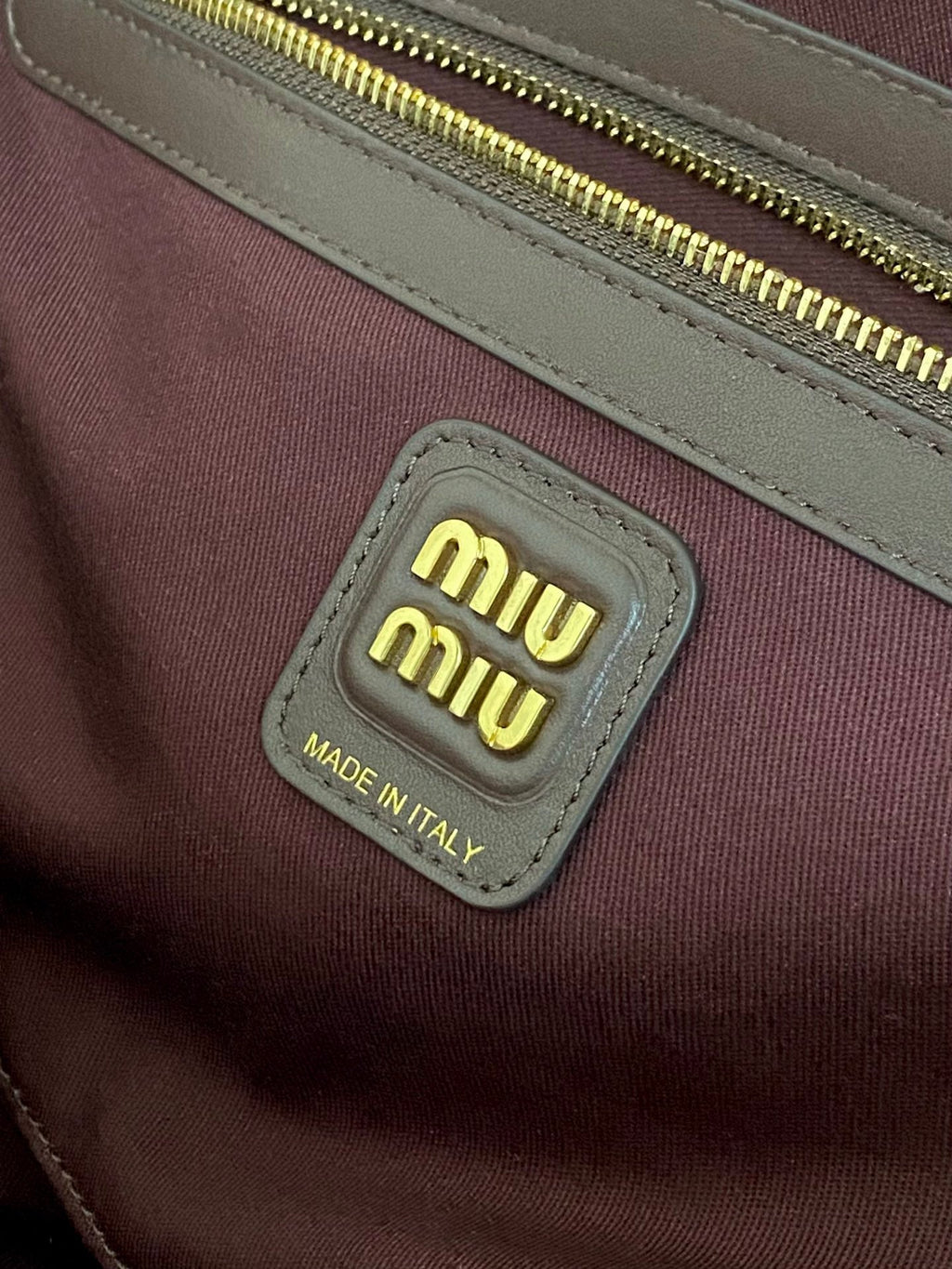 MIU MIU BEAU TOP HANDLE BAG 34 IN BEIGE TARTAN AND COCOA BROWN LEATHER TRIM