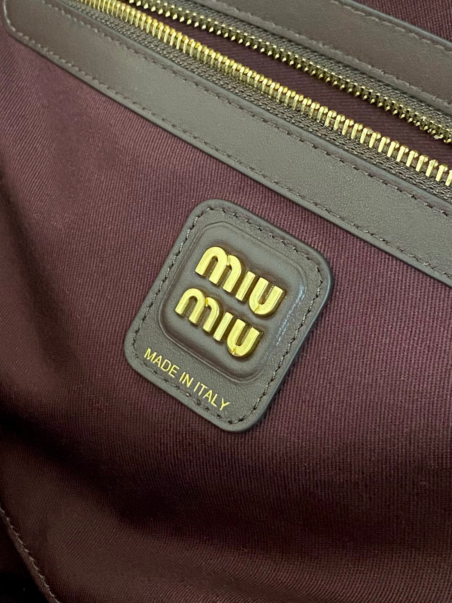 MIU MIU BEAU TOP HANDLE BAG 34 IN BEIGE TARTAN AND COCOA BROWN LEATHER TRIM